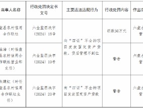 盘县农村信用合作联社被罚50万元：向“四证”不全的项目发放固定资产贷款、贷后管理不到位